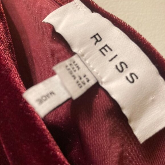 Reiss red velvet one shoulder dress - Picture 3 of 5